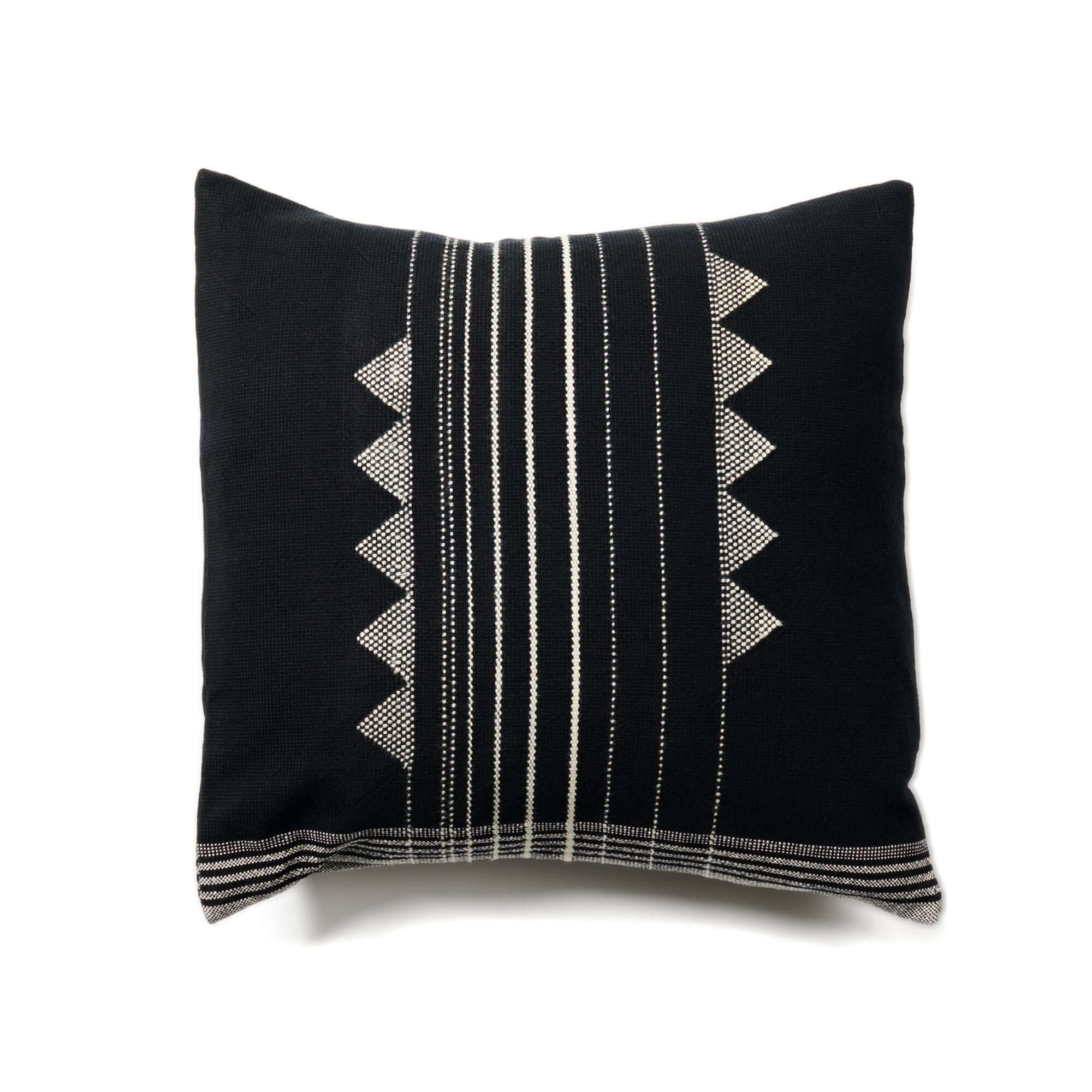Kora Black Large Handloom Artisanal Pillow Cover