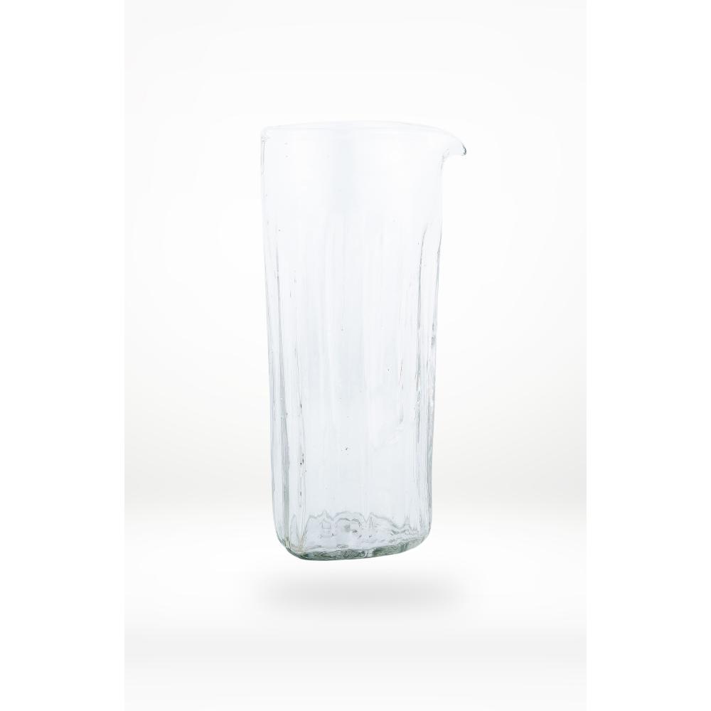 Clear glass pitcher/vase on a white background