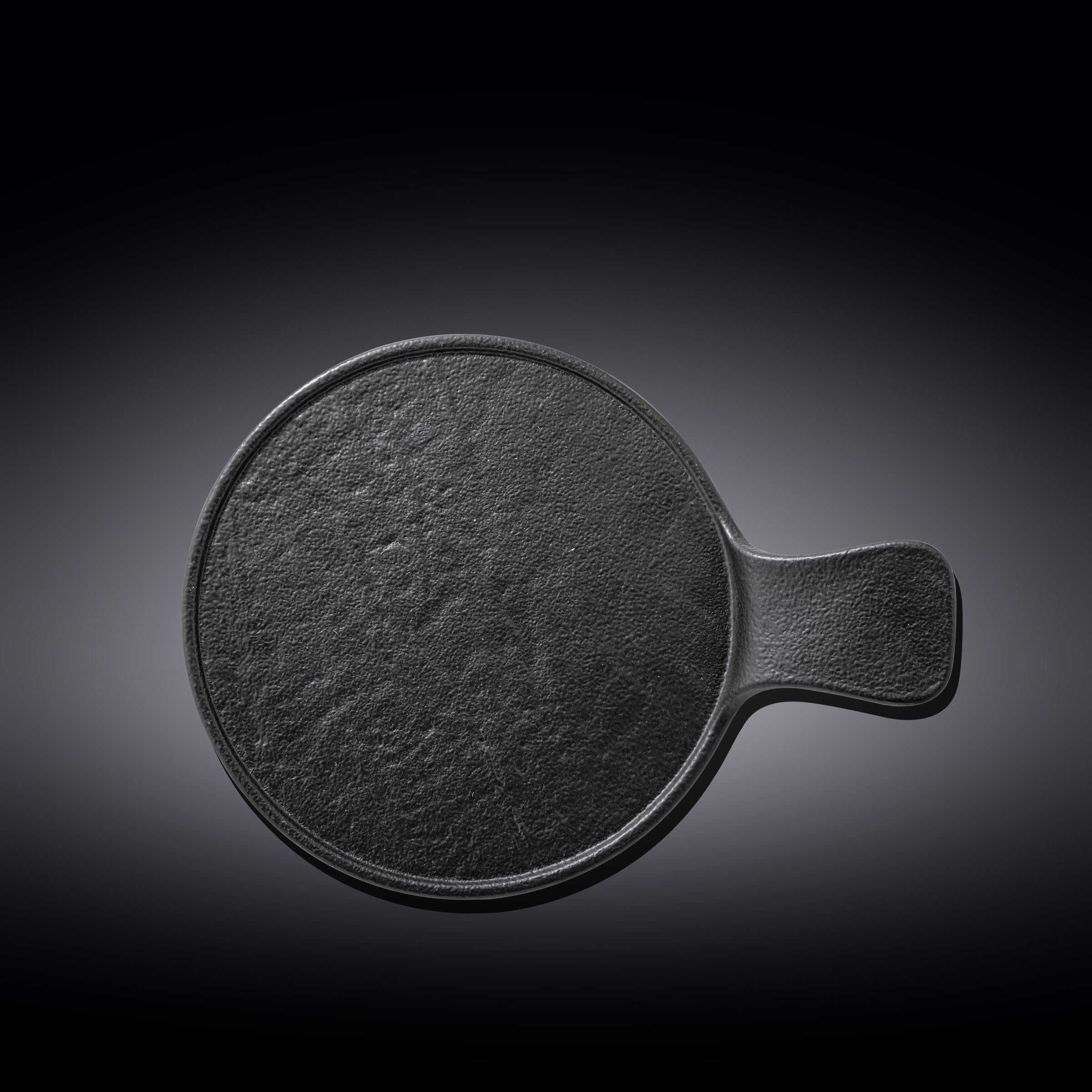 Black Porcelain Slate look Round Serving Dish With Handle 12" inch X 8.5" inch |