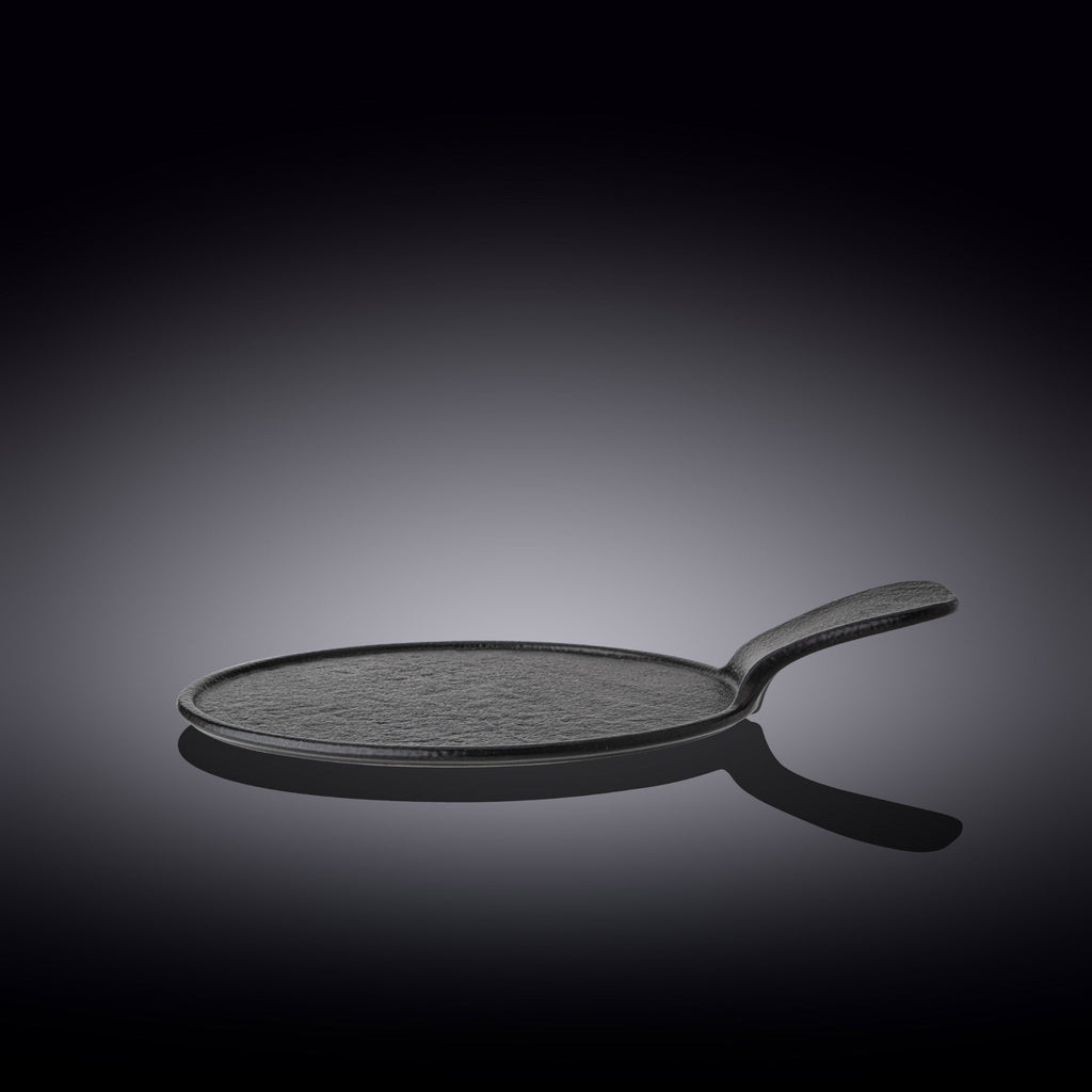 Black Porcelain Slate look Round Serving Dish With Handle 12" inch X 8.5" inch |