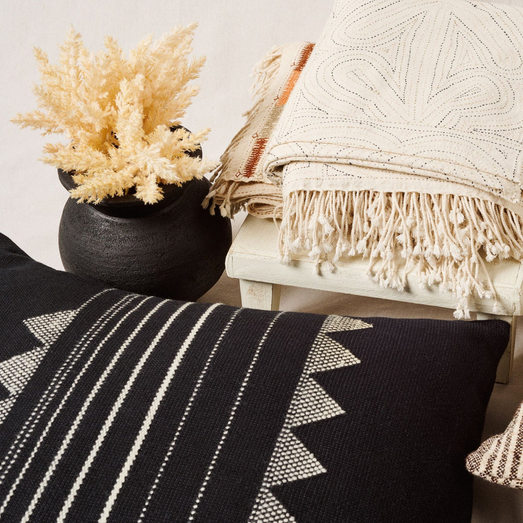 Kora Black Large Handloom Artisanal Pillow Cover