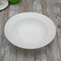 White Porcelain Deep Plate With Embossed Wide Rim 9" inch | Set Of 6 In Gift Box