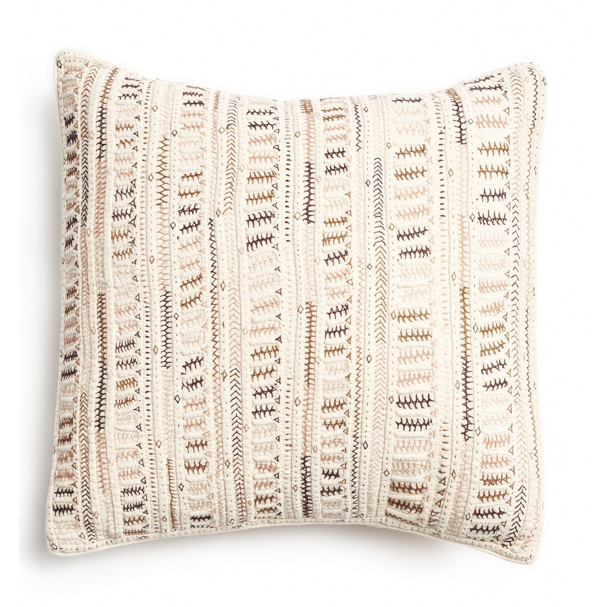 Decorative pillow with a textured pattern on a white background