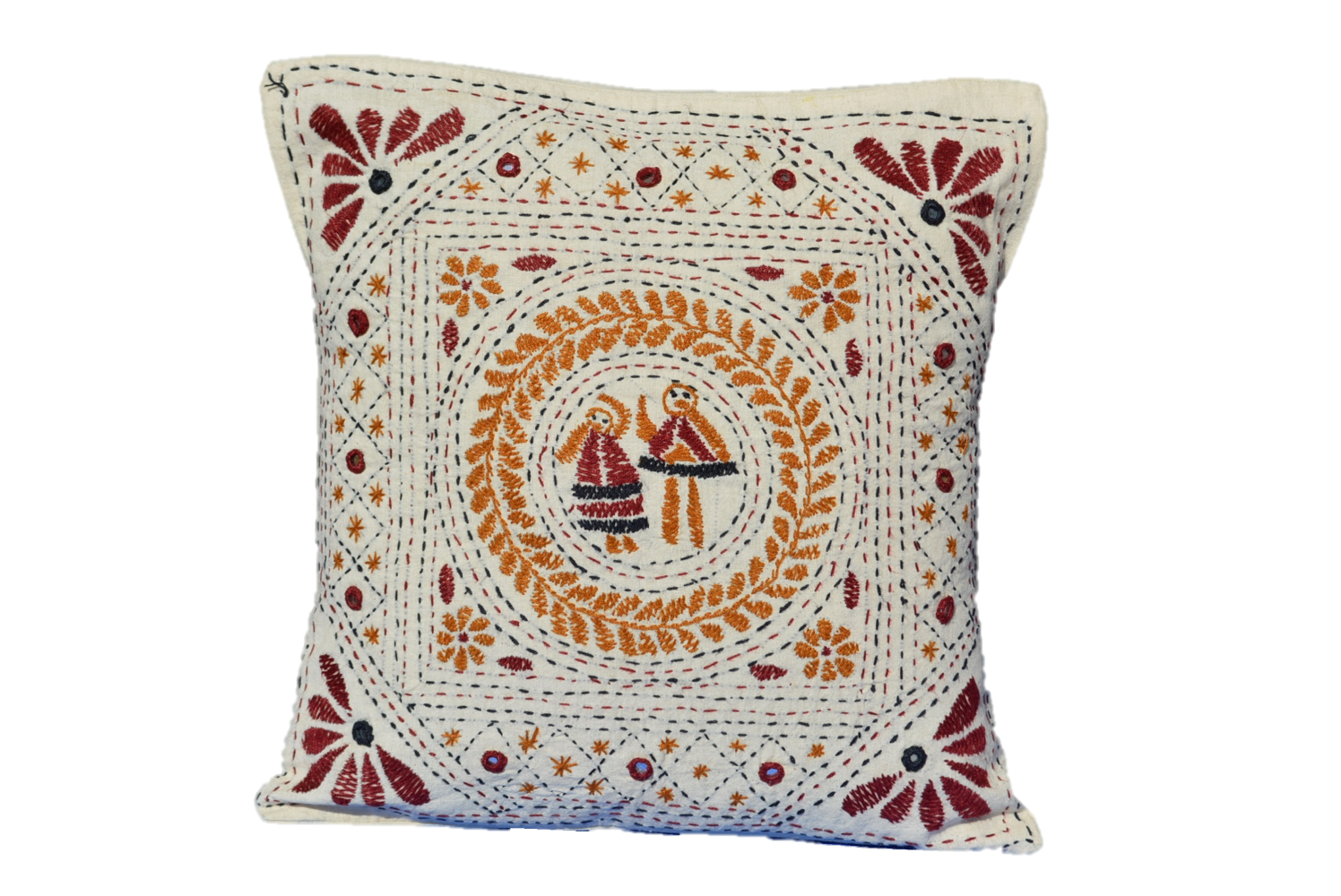 Hand Embroidered Artisanal Decorative Mirror Pillow