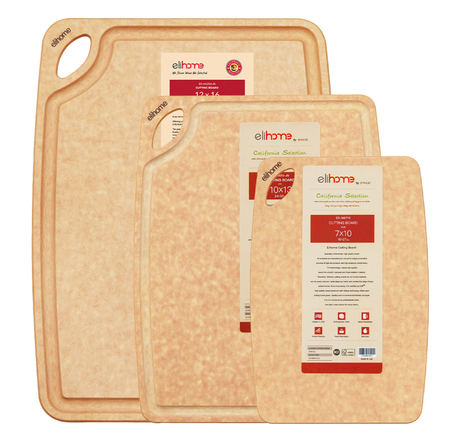 Classic Series 3 Piece Cutting Board Set(S+M+L)