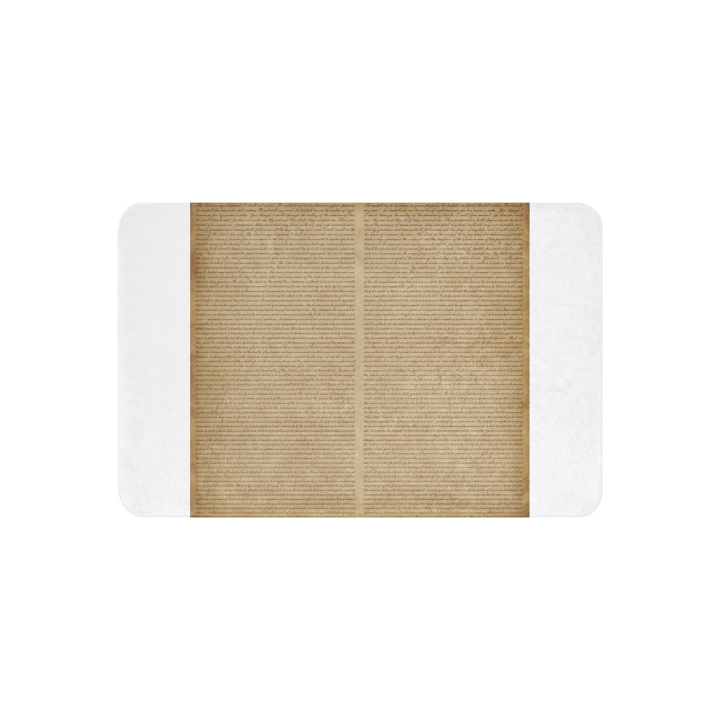 Luxury Sherpa Throw Blanket — Signature Edition featuring a tan, vintage parchment-style print center with soft white sherpa edging for elegant, premium home decor.