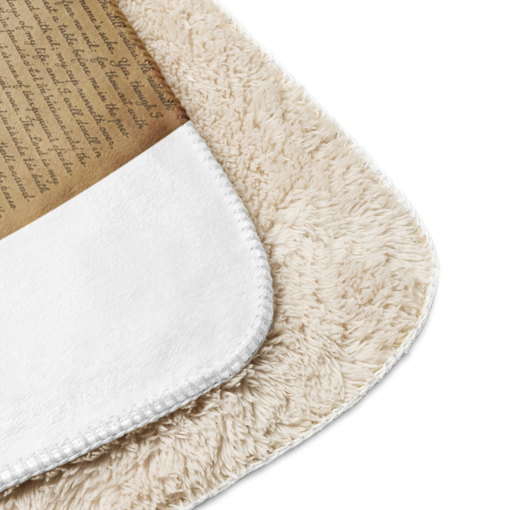 Close-up view of the plush, tan-colored rear side and soft white front edge of the Luxury Sherpa Throw Blanket — Signature Edition showcasing its premium texture and craftsmanship.