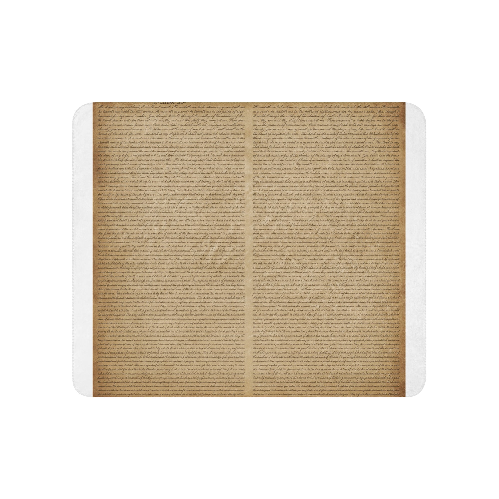 Luxury Sherpa Throw Blanket — Signature Edition featuring a soft tan sherpa texture with a detailed vintage script design, ideal for elegant and premium home decor.