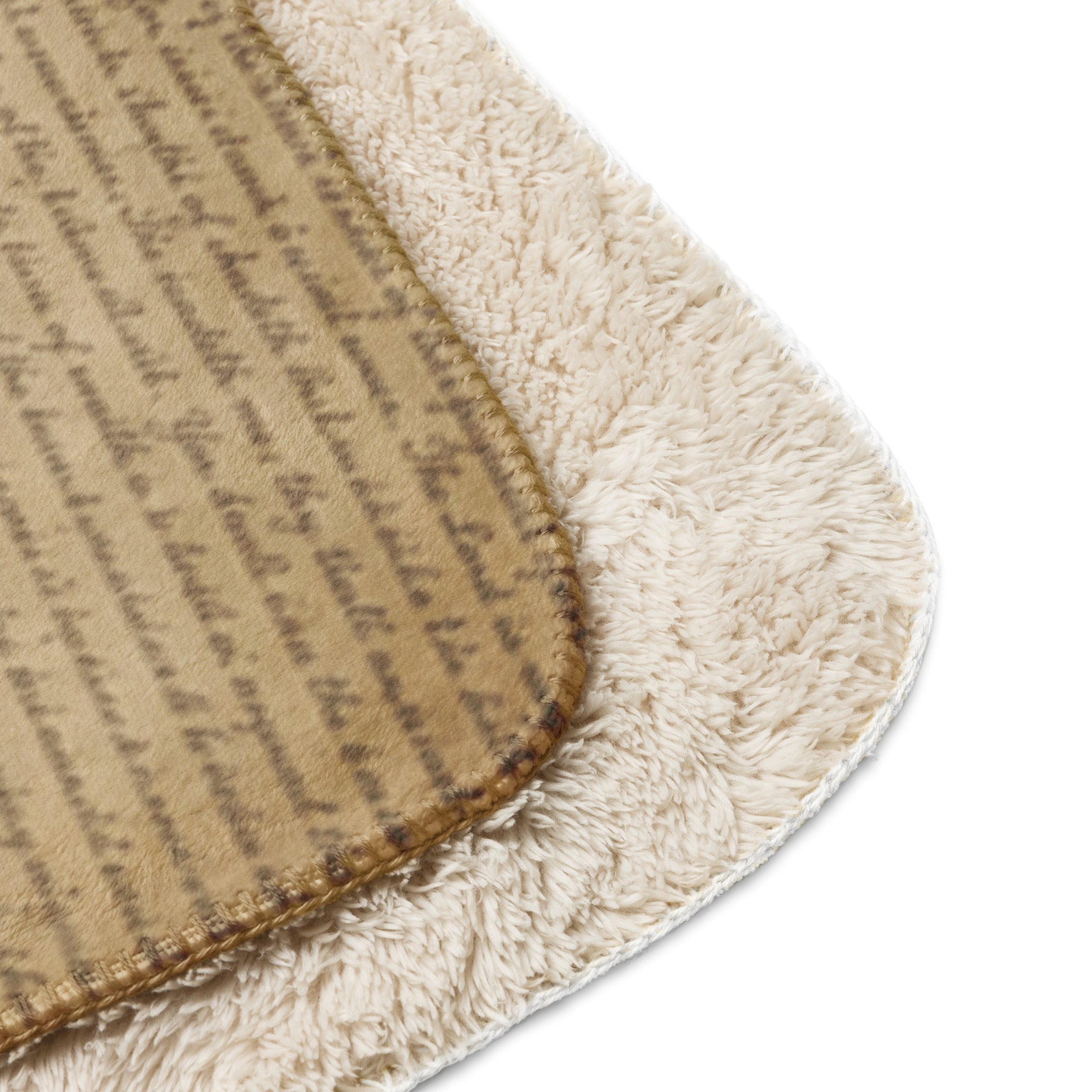 Luxury Sherpa Throw Blanket — Signature Edition showcasing its soft tan printed side and plush cream sherpa fleece backing for elegant, premium home decor comfort.